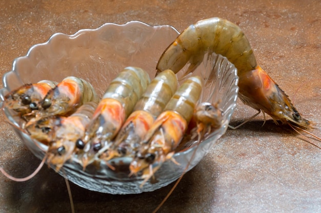 In a bowl fresh large shrimp