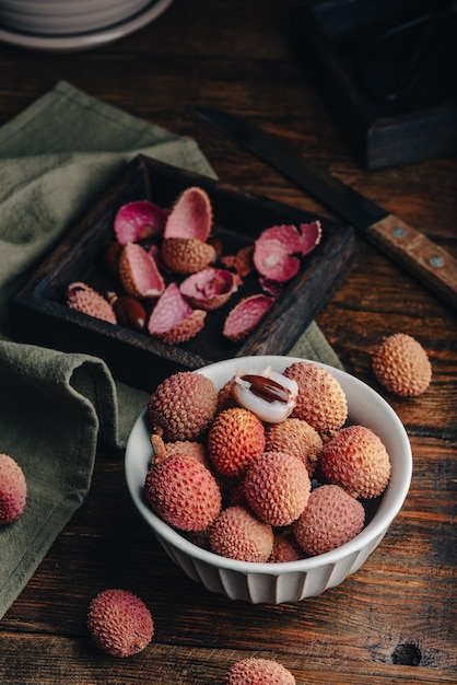 Bowl of Fresh Lychees