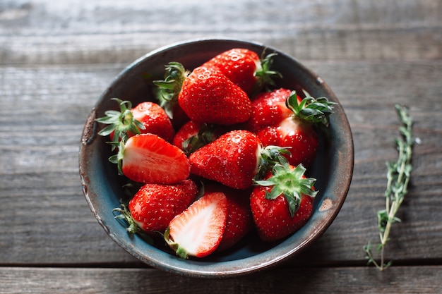 Bowl fresh red strawberries