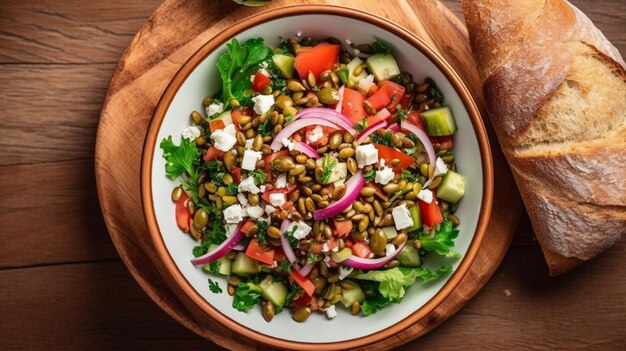 Foto ciotola di insalata fresca con verdure