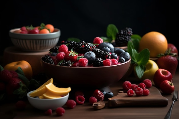 A bowl of fruit and a bowl of fruit