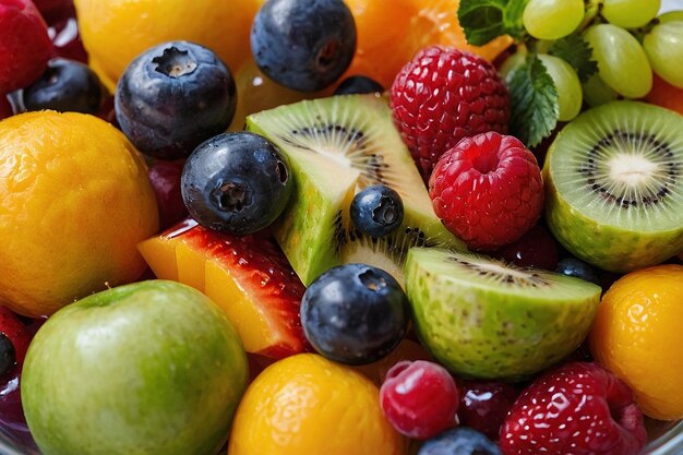 Photo a bowl of fruit including a fruit salad and a strawberry