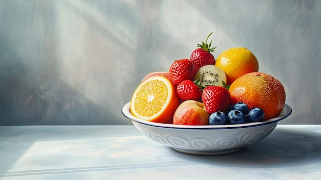 a bowl of fruit including one of the fruits