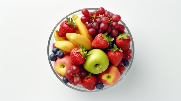 A bowl of fruit including strawberries strawberries and a strawberry