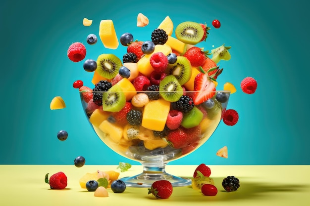 Ваза с фруктами наполнена фруктами.