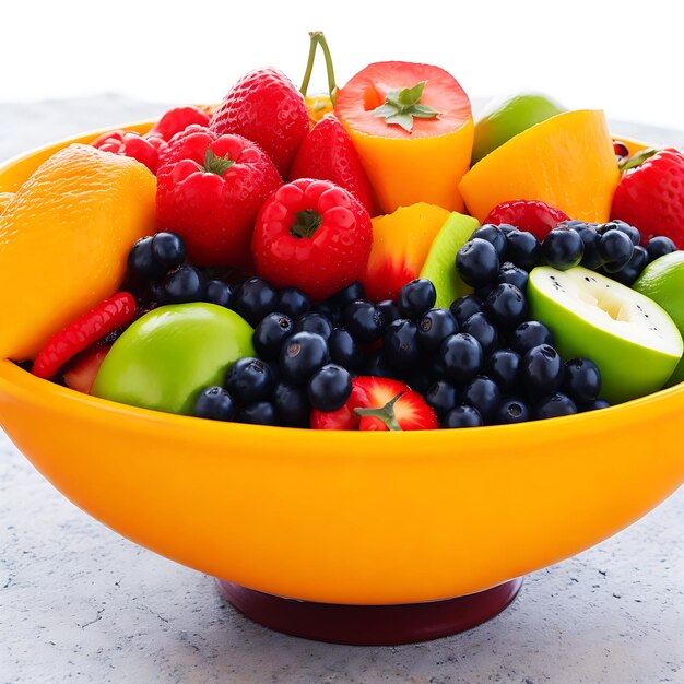 A bowl of fruit isolated on a white background Fruit bowl Generative Ai