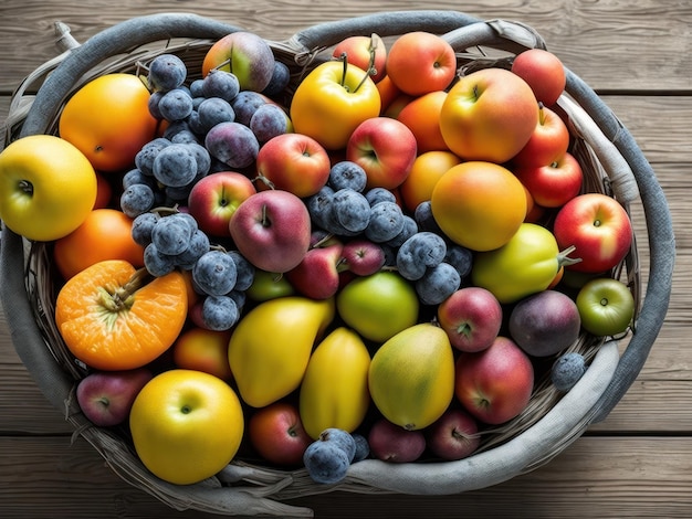 A bowl of fruit on a table