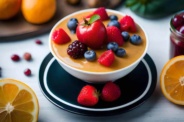 a bowl of fruit with berries on it