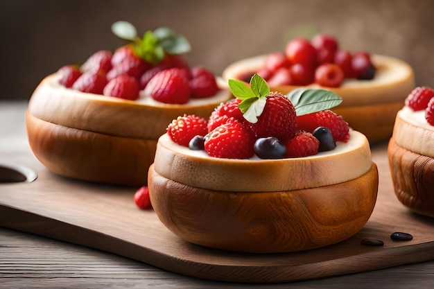 A bowl of fruit with berries on top