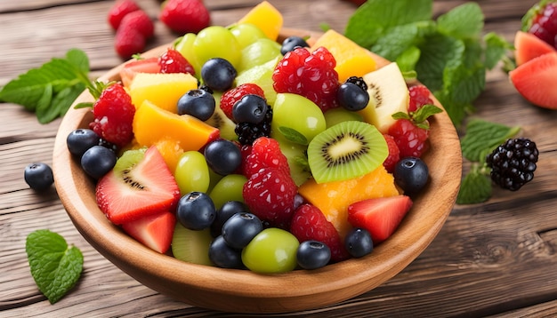 Photo a bowl of fruit with a bunch of different fruits in it