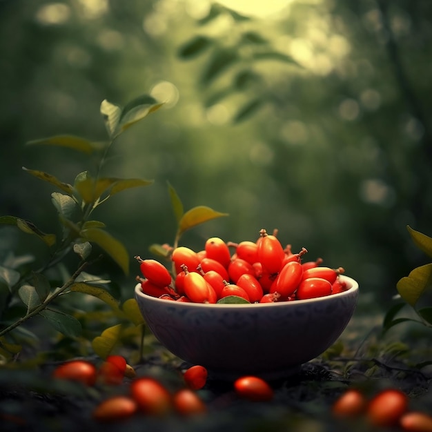 Bowl of Goji Berries in Rule of Thirds Composition