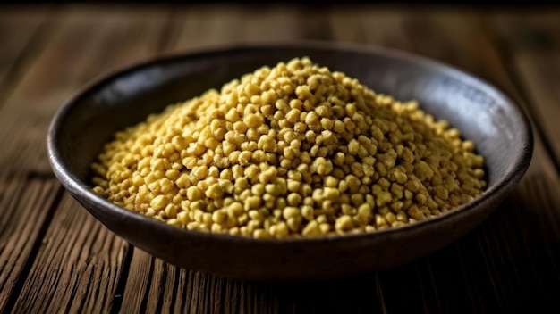 A bowl of golden grains ready to be savored