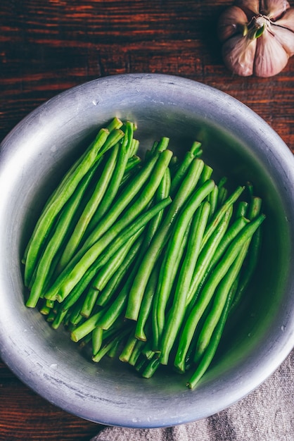 Foto ciotola di fagiolini