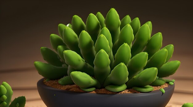 a bowl of green cactus with a white background