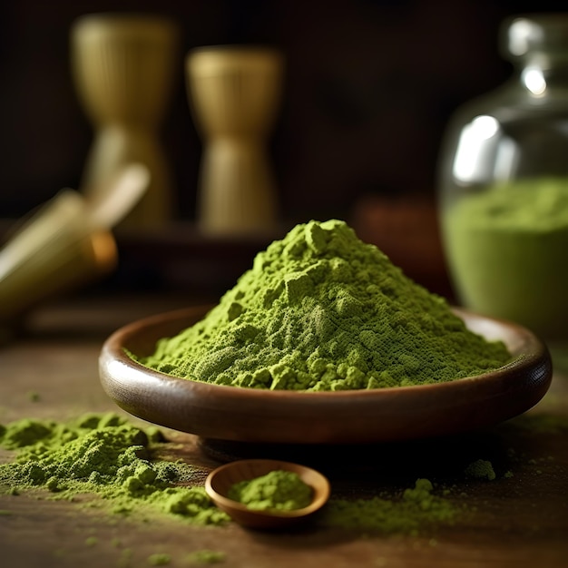 A bowl of green powder