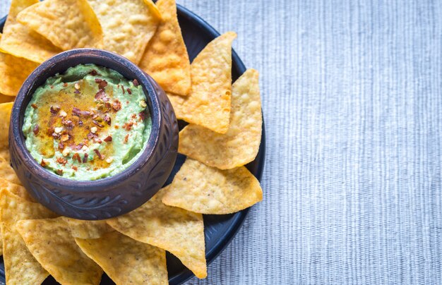 Bowl of guacamole hummus