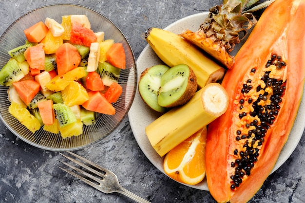 Bowl of healthy fresh fruit salad