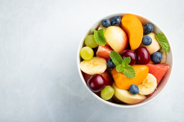 Bowl of healthy fresh fruit salad.