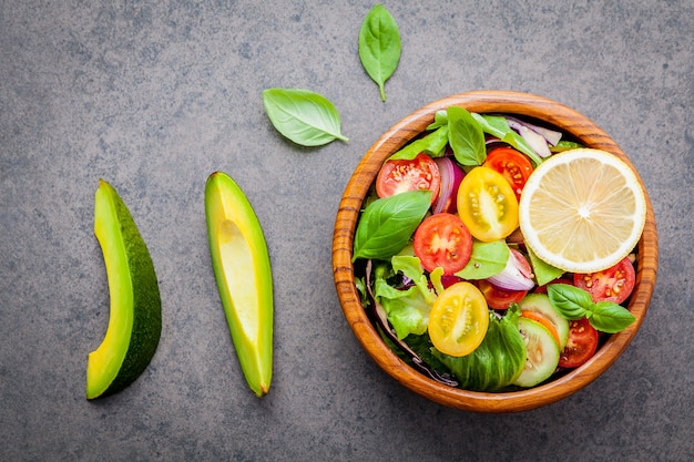 The bowl of healthy vegan salad