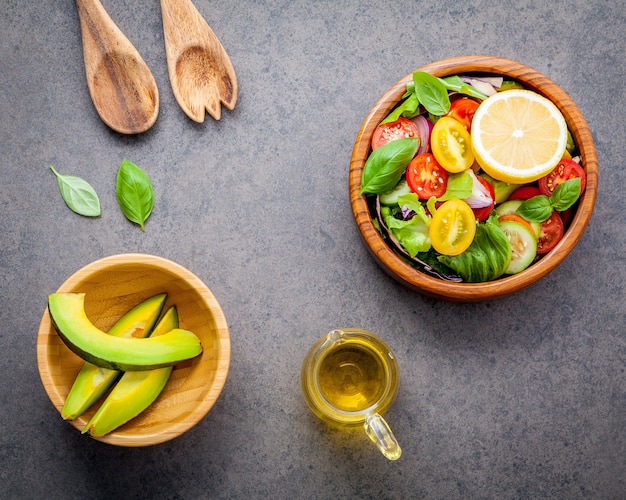 The bowl of healthy vegan salad