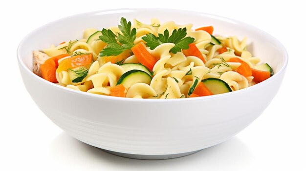 Bowl of hearty chicken noodle soup with vegetables