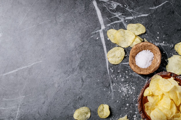 Bowl of home made potato chips