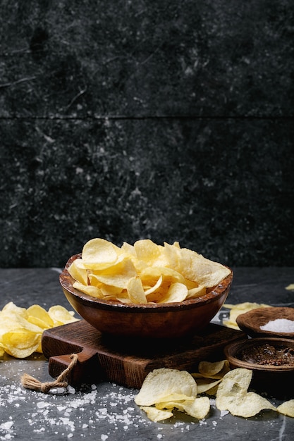 Bowl of home made potato chips