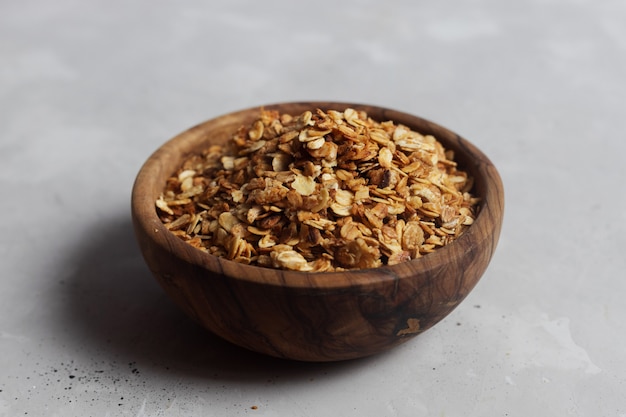 Bowl of homemade oatmeal granola