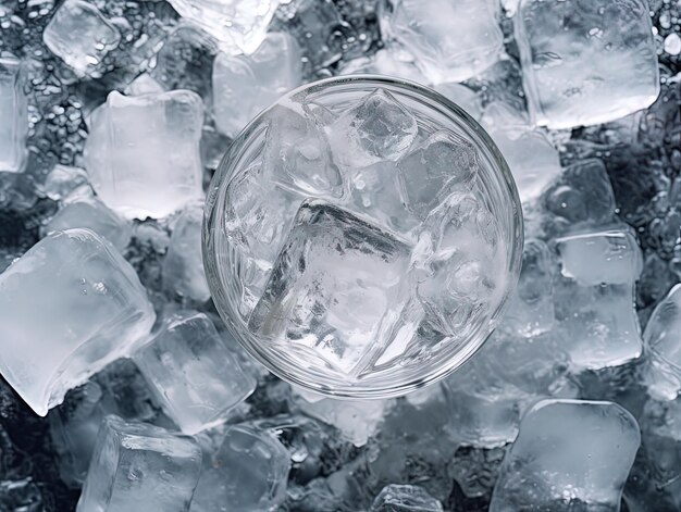 Photo a bowl of ice cubes sits on a pile of ice.