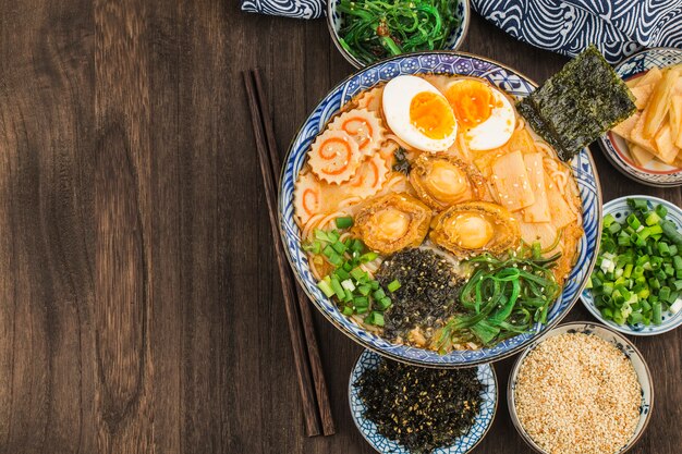 A bowl of Japanese abalone Ramen