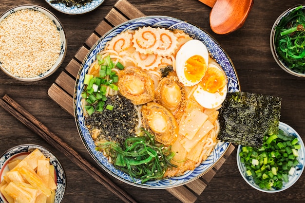 A bowl of Japanese abalone Ramen