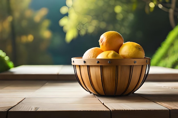 테이블 위에 레몬과 오렌지 한 그릇