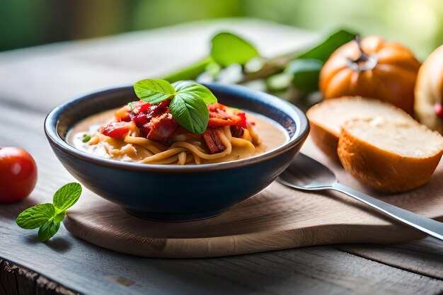 A bowl of macaroni and cheese with a spoon next to it