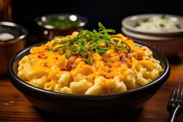 A bowl of macaroni and cheese