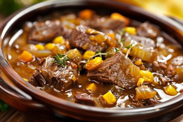 Bowl of menudo served with side of Mexican rice