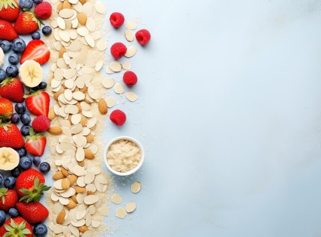 Photo a bowl of muesli with strawberry and banana