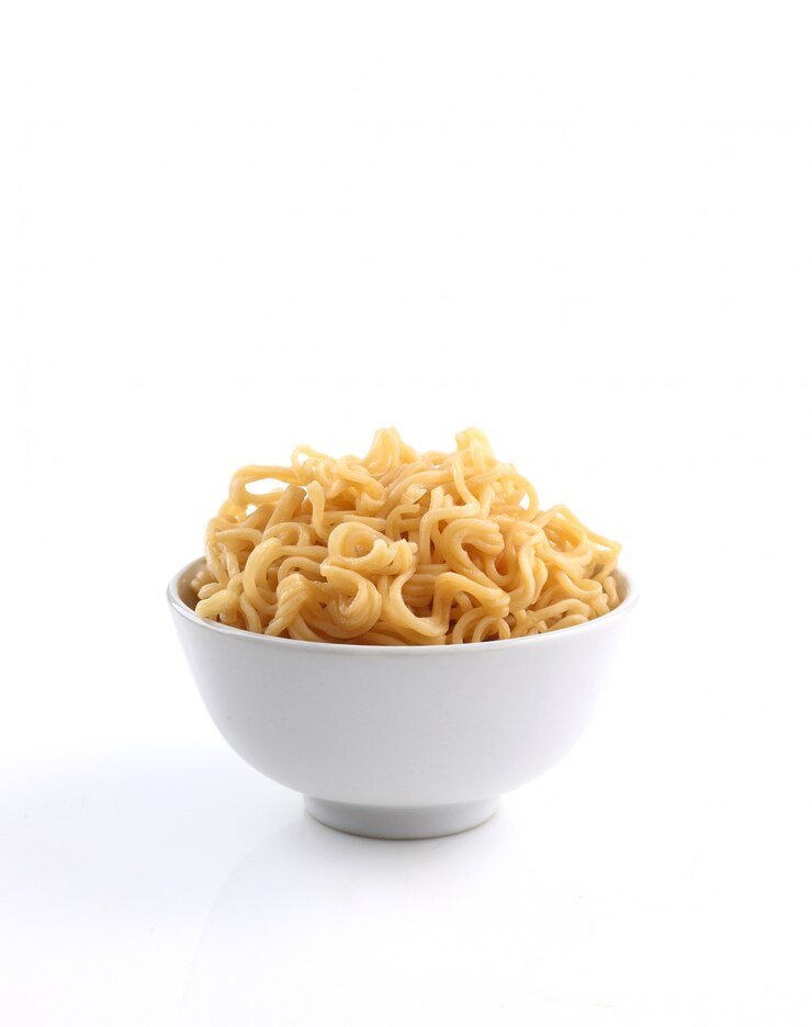 Bowl of noodles isolated