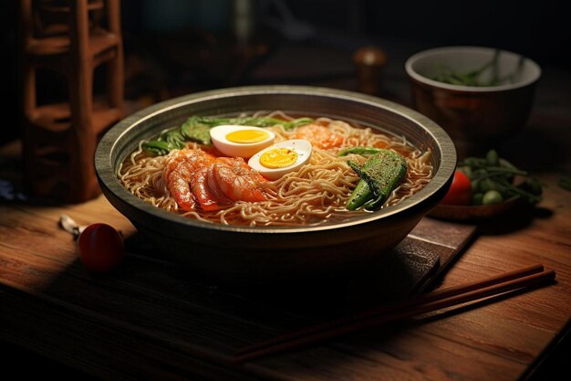 a bowl of noodles with a boiled egg on top