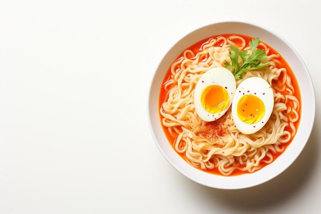 a bowl of noodles with an egg on top