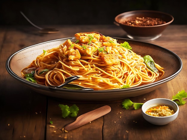 A bowl of noodles with a fork in it and a bowl of noodles with a spoon in it