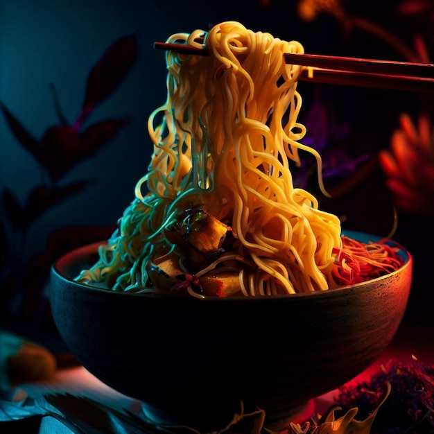 Photo a bowl of noodles