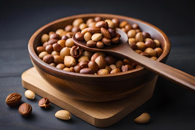 A bowl of nuts including almonds and almonds.