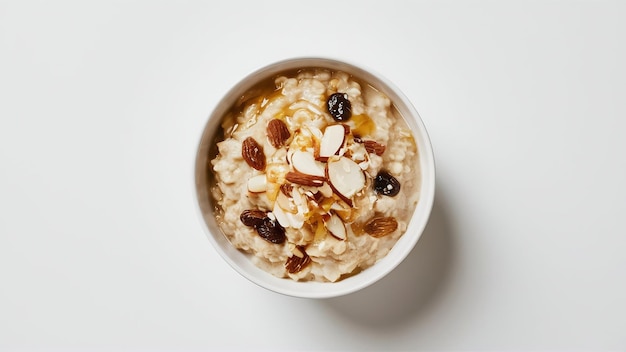 Bowl of oatmeal isolated on white