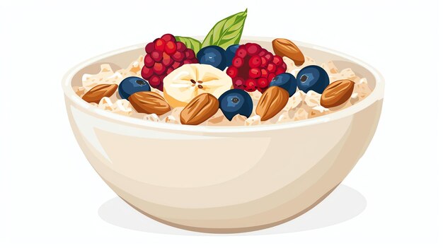 Photo a bowl of oatmeal with fresh berries and almonds