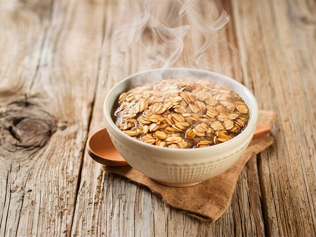 Bowl of oats on a old wooden background