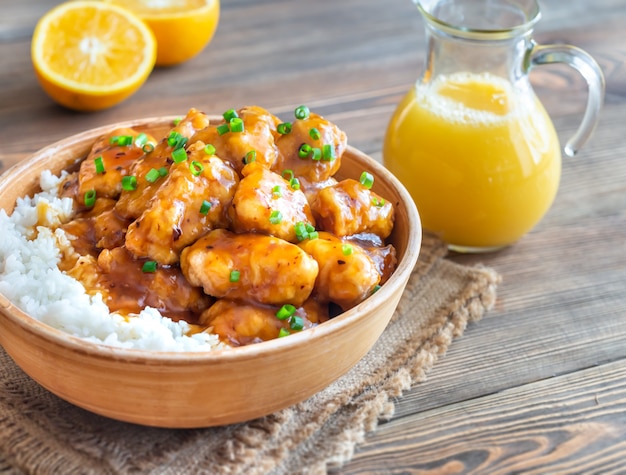 Bowl of orange chicken