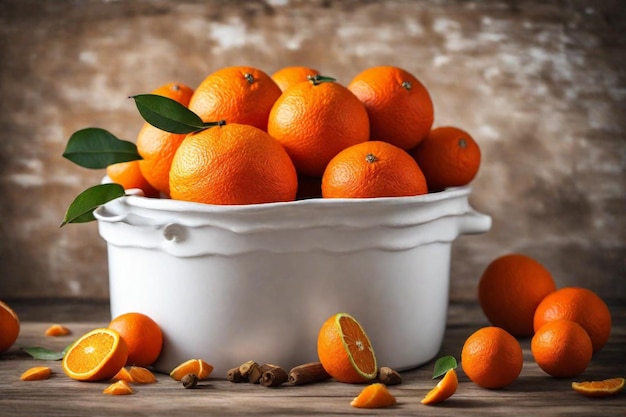 Photo a bowl of oranges with a bunch of oranges on the table