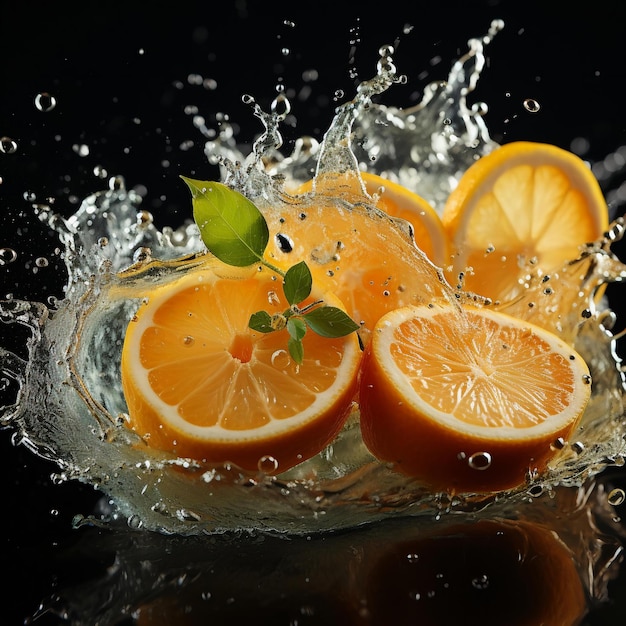 a bowl of oranges with a green leaf on it