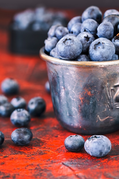 Bowl of organic blueberries