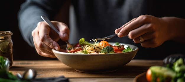 A bowl of pasta with tomato and basil